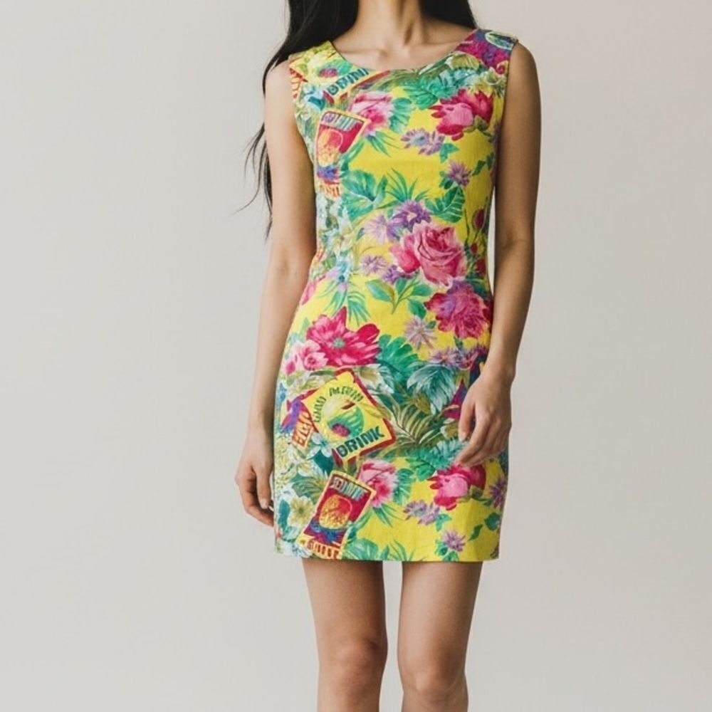 Vintage Jams World Floral Tropical Print Mini Dress in Size 3